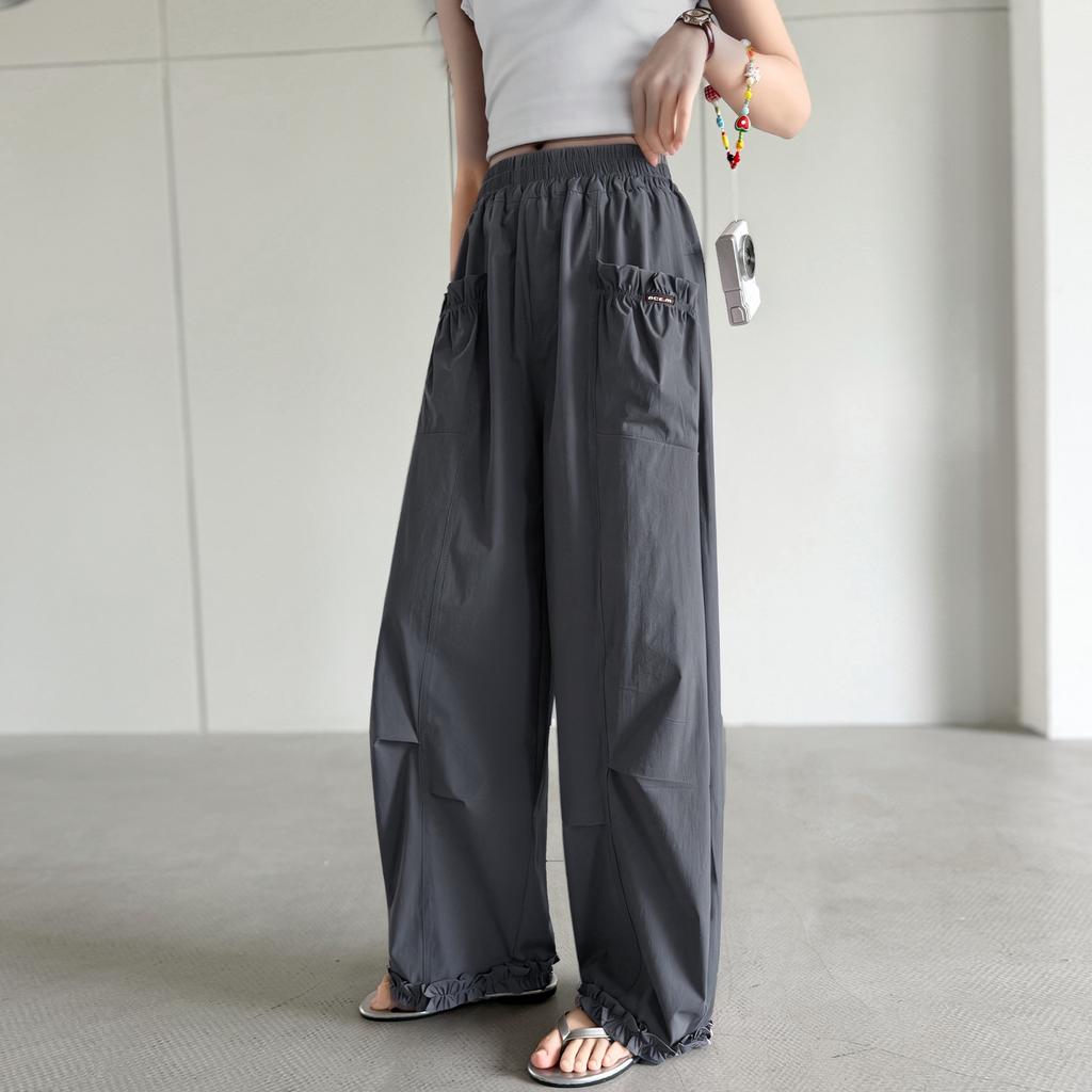Girls' Summer Casual Pants, Thin Pants, 2026 New Style, Korean Version for Little Girls, Black Fungus Edge Cropped Pants, Children's Summer Clothes
