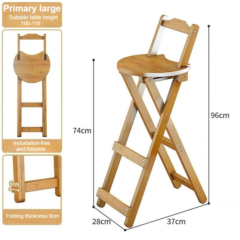 Bamboo Small Dining Chair  Foldable Art Stool Multi-Functional Bar Chair  Simple and Stable High Foot Stool