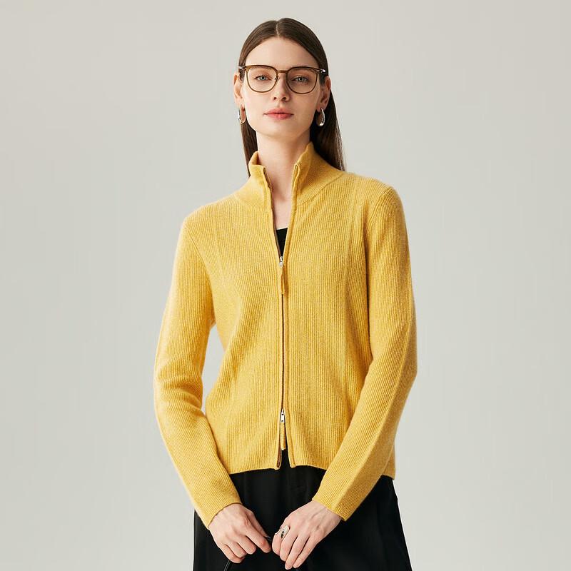 Zhaojun Women's 100% Cashmere High-Neck Cardigan