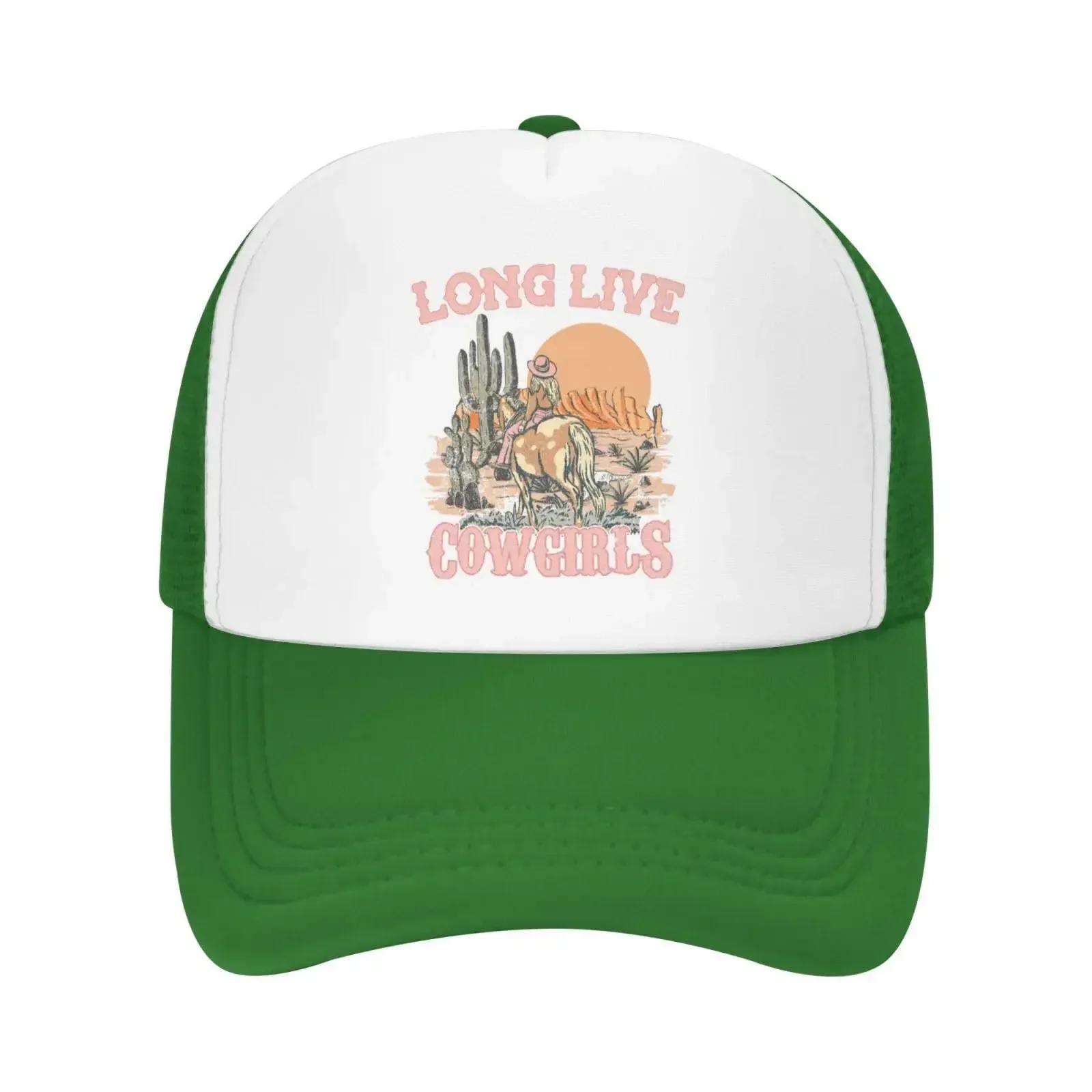 

Horseback Rider Western Country Vintage Trucker Caps Unisexs Ball Hats Trendy Long Live The Cowgirls Breathable Hat One Size