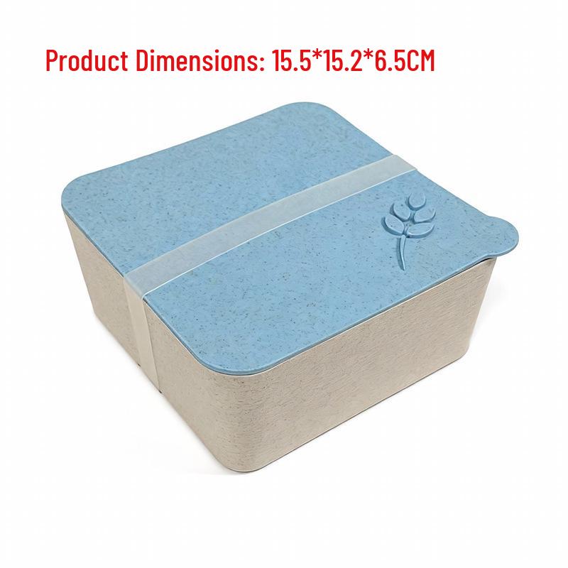 

Wheat Straw Bento Lunch Box with Double Layer and Bamboo Lid - Ideal for Home, Office, or Student Use