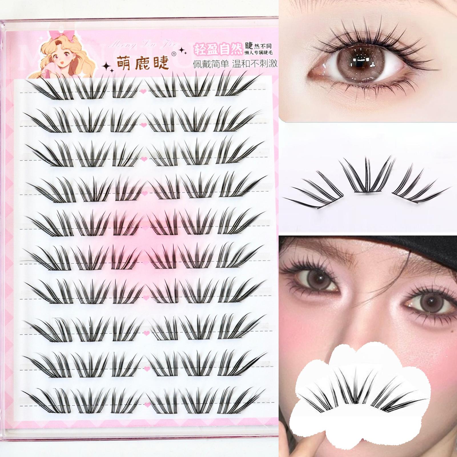French Natural Lengthening False Eyelashes 9-12mm Artificial Fiber for Photography and Makeup One Size