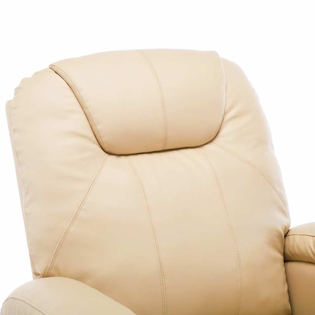 Cream Faux Leather Massage Rocking Chair