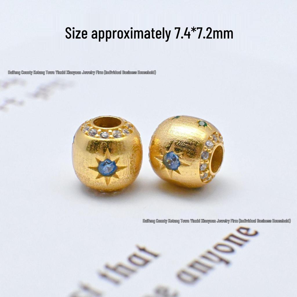 24K Gold-Plated S925 Sterling Silver Hexagram Spacer Beads & Feather Pendant for DIY Jewelry.
