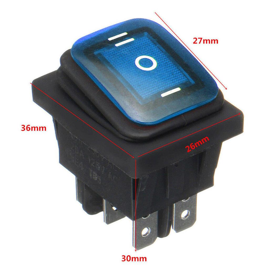 Set of 2 On Off On Rocker Switch DPDT 6 Pin 3 Position 16A 250V AC with Blue LED for Car and Marine Electrical Use