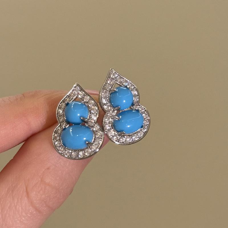 

Серьги-пусеты с цирконием в форме тыквы из серебряной иглы, Новые китайские нишевые простые серьги-пусеты, Темпераментные универсальные серьги класса люкс