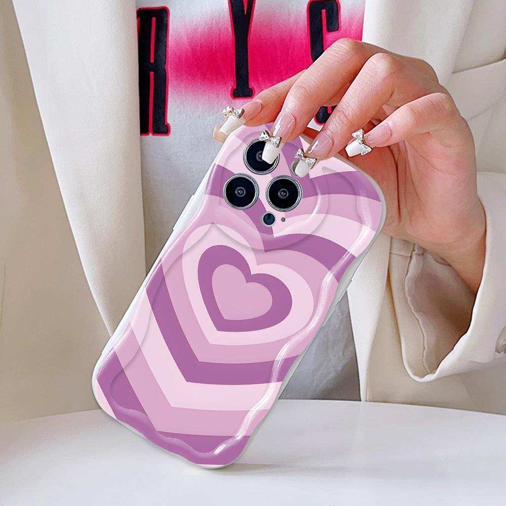 Cartoon Pattern Cream Texture Casing Wavy Edge Soft Silicone Cover Phone Case for IPhone Samsung Huawei Honor Xiaomi Redmi OPPO Realme Vivo Infinix
