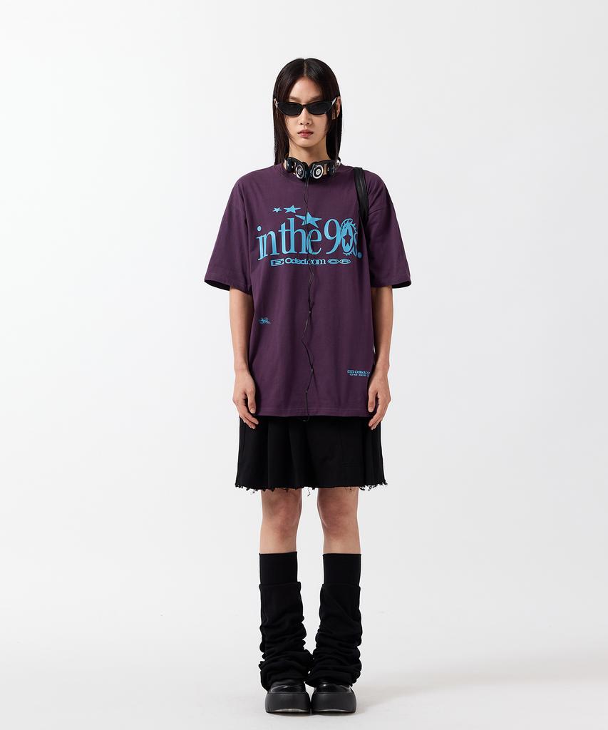 ODDSTUDIO In The 90S Graphic Oversized T-Shirt - Dark Purple