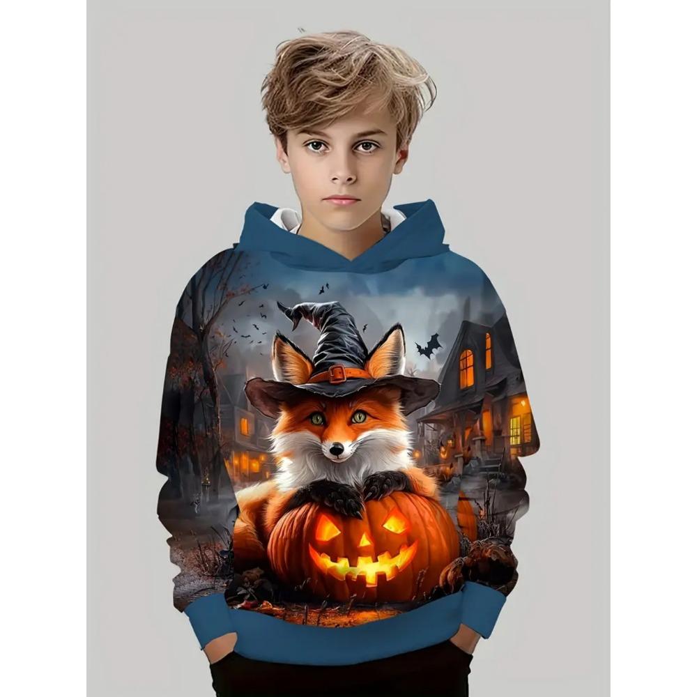 Children's Hoodie Halloween Animals Cartoon 3d Print Boy Sweatshirt Fashion Comfortable Girl Clothes Holiday Children's Clothing