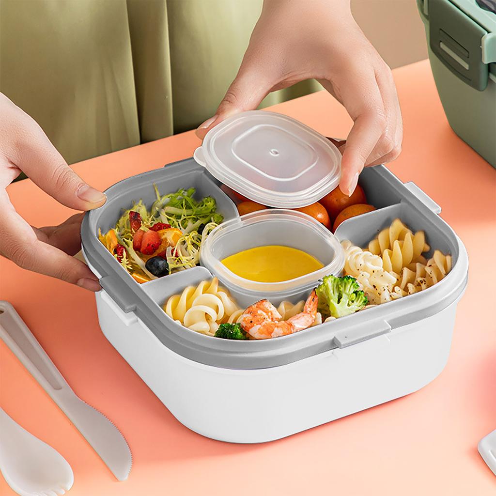 2 Layer Plastic Salad Lunch Box Microwave Safe Salad Lunch Container Portable Fruit Fat Reducing