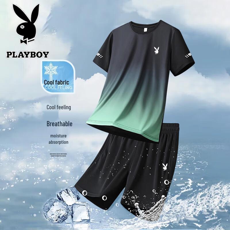 PLAYBOY Men's Summer Casual Quick-Dry 2-Piece Set