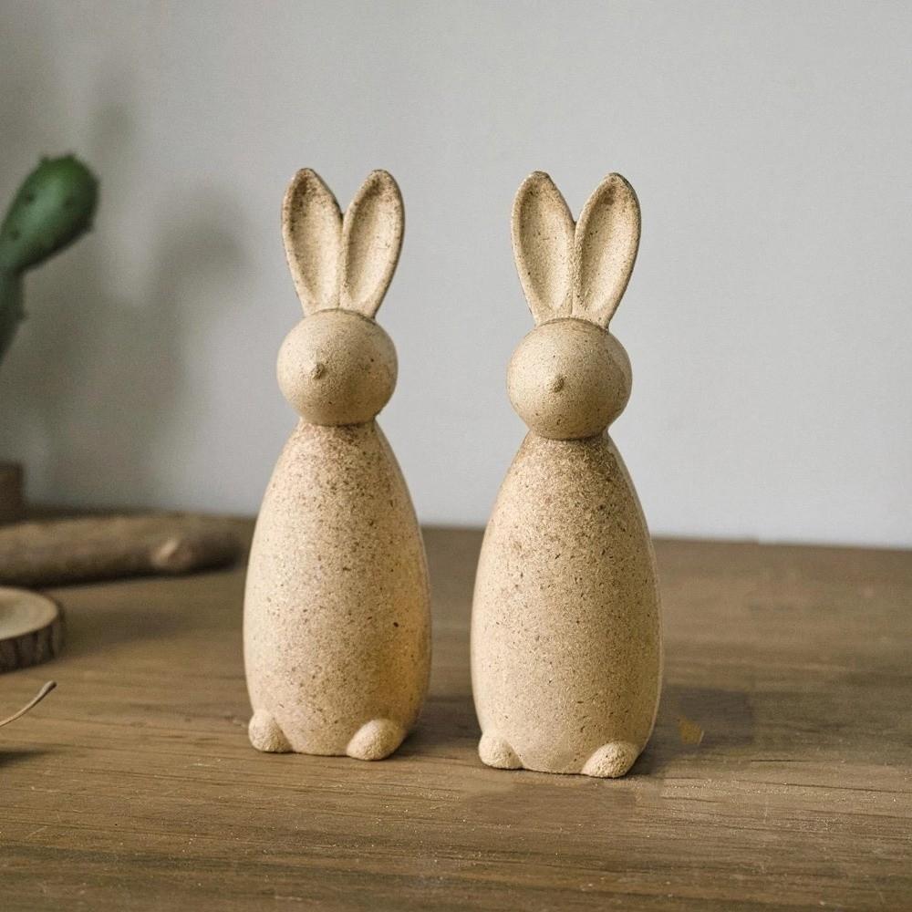 Hand-painted Wooden Bunny Statue Rooster Painting Rabbit Figure  Home Decoration