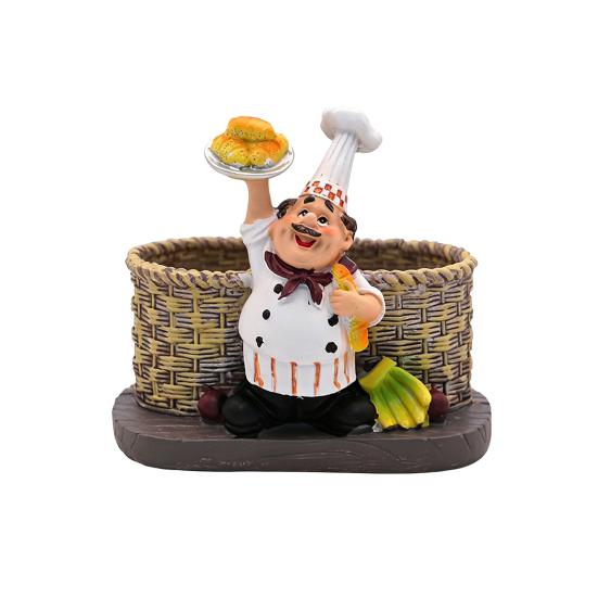 DYS Salt And Pepper Shakers Set, Decorative Resin Chef Statue Spice Organizer, Glass Seasoning Holder for Kitchen Dining Centerpiece