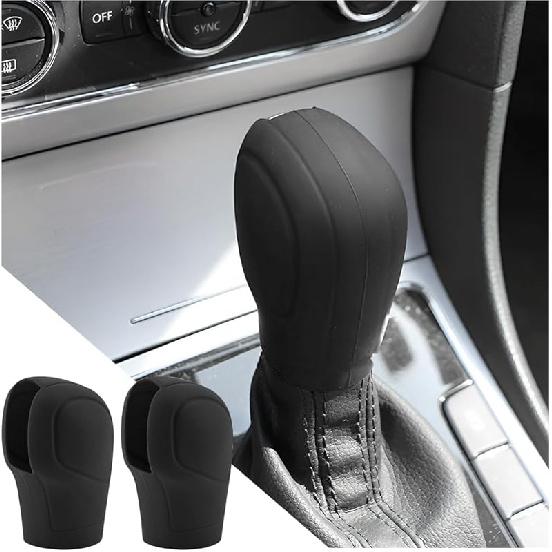 AICEL 2 Pcs Car Gear Shift Knob Cover, Elastic Silicone Car Automatic Shift Protector Cover, Universal Anti-Slip Auto Knob Gear Stick Protector for