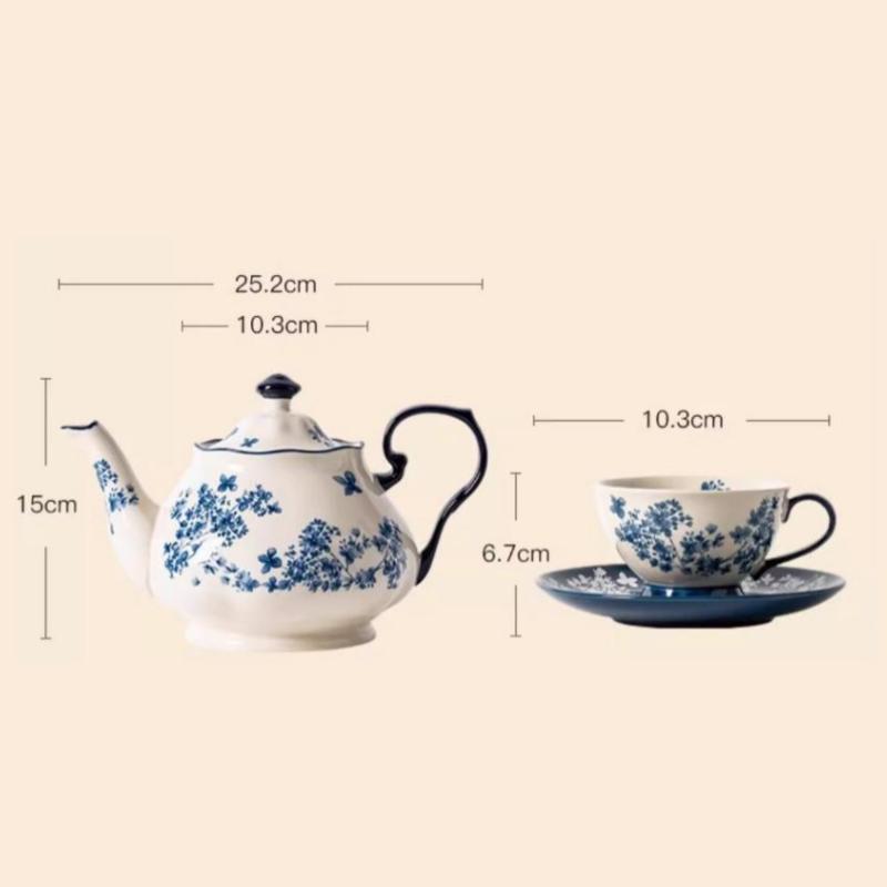 Ceramic Coffee Cup Chinese Blue and White Porcelain Teacup Teapot Mug Drinking Utensils Afternoon Tea Accessories Coffee Cup Set