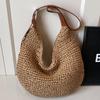 Fashion Shoulder Bag Large Capacity Straw Bag Women's 2025 New Elegant Armpit Bag Seaside Vacation Beach Woven Bag