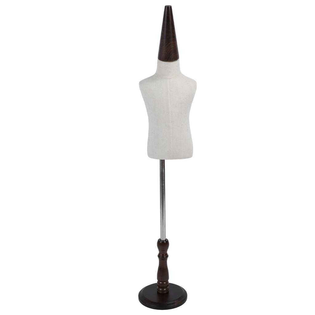 2 Years Kids Mannequin Dress Form with Wooden Base Half Body Easy To Assemble Linen Child Mannequin Torse for Window Counter Studio Clothing Store Dis