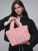 Opening Sunshine Striped Shearling Tote Bag Pink