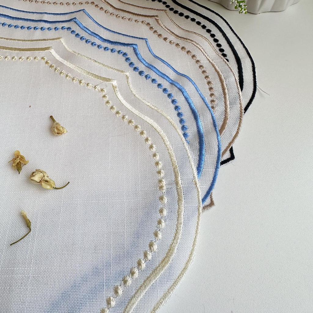 Retro Embroidered Cotton-Linen Placemat: Washable French Lace Decorative Mat