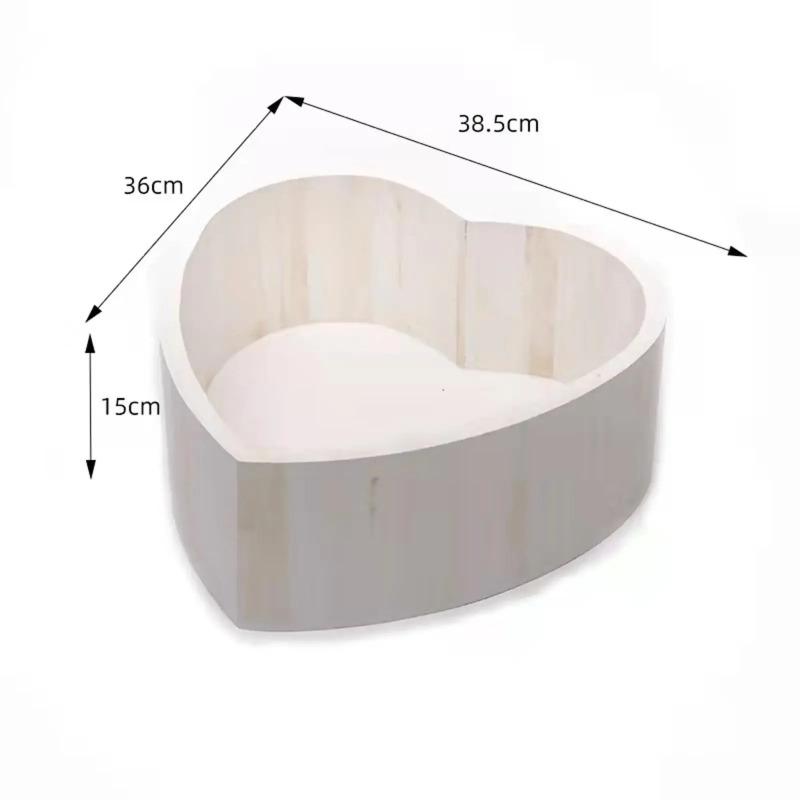 Baby Bed Set Heart Shape Box Vintage Wooden Basin Newborn Posing Gear Safe Photo Shooting Accessories For Newborn Portrait Props