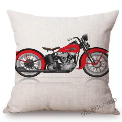 Nordic Motorbike Race Biker Club Car Pillow Case Us Flag Motorcycle Art Sofa Chair Waist Pillow Beige Linen Decor Cushion Covers