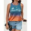 Plus Size Summer Women Elegant 3D Print Vest Vacation Beach Style Shirt Tops Casual Sleeveless Crew Neck Curve Clothing