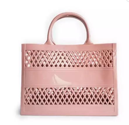 2025 Summer New Shopping Basket Handheld PVC Bag Jelly Bag Large Capacity Basket Storage Basket Candy Color Hollow