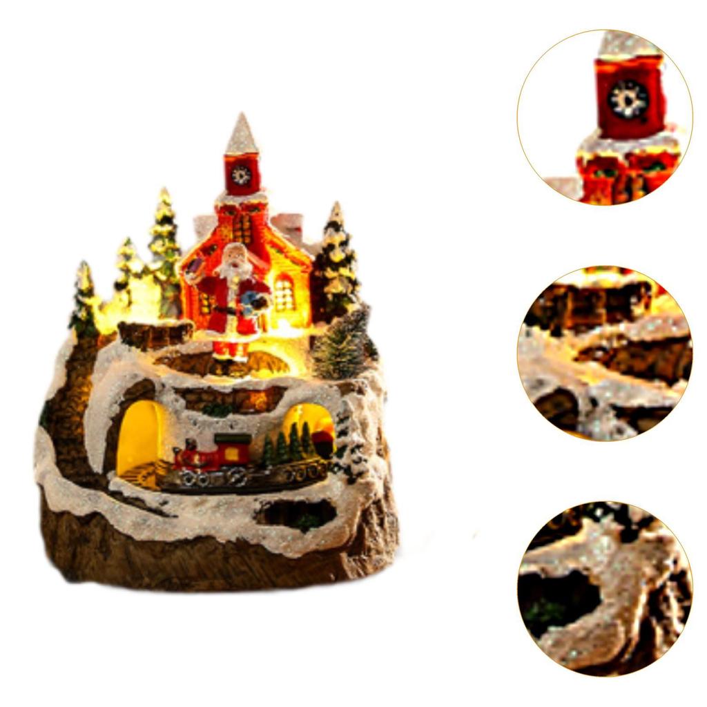 Christmas Village House with LED Lights and Music, Resin Building Figurine for