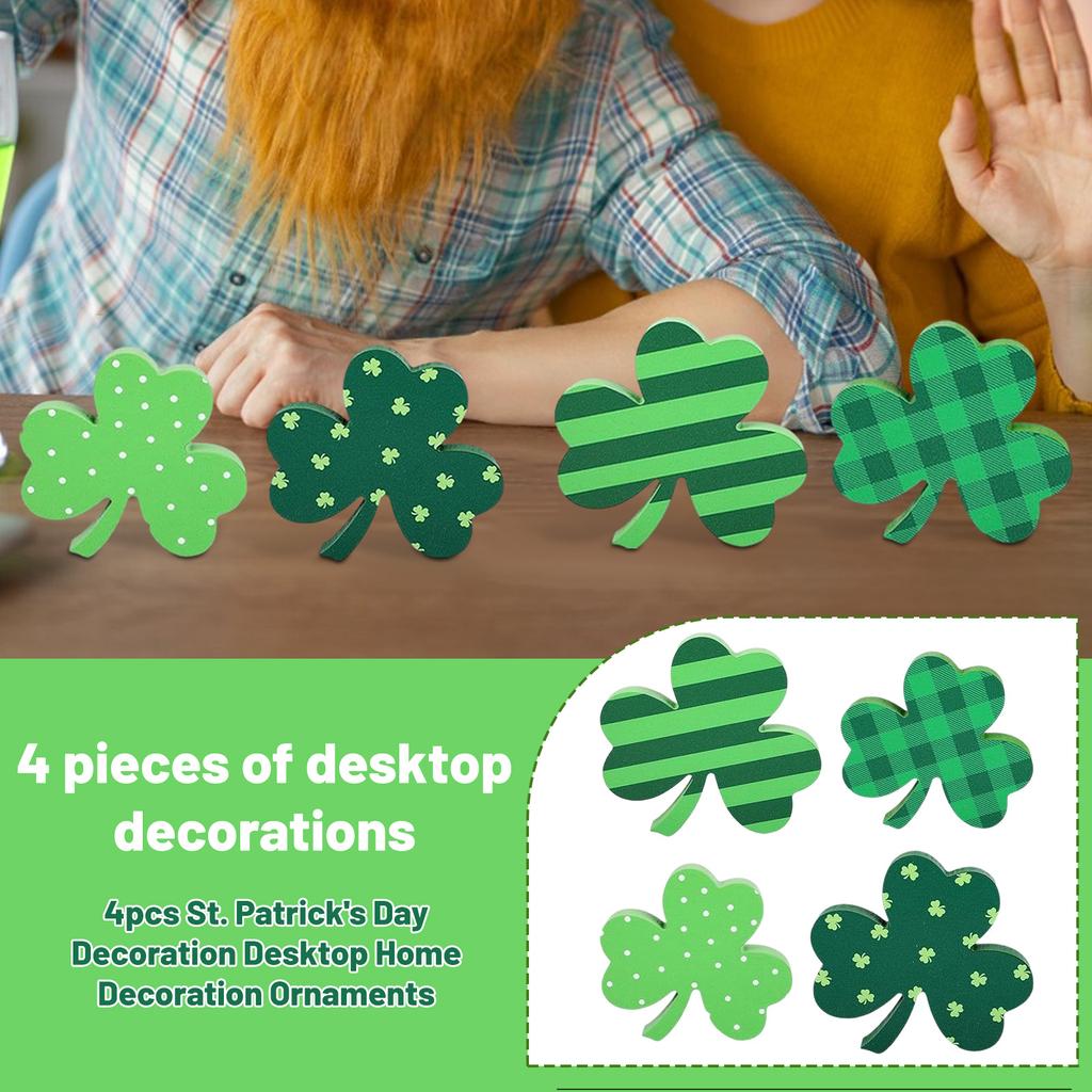 4 st St. Dekoration för St. Patrick's Day Skrivbords Hemdekoration Ornament