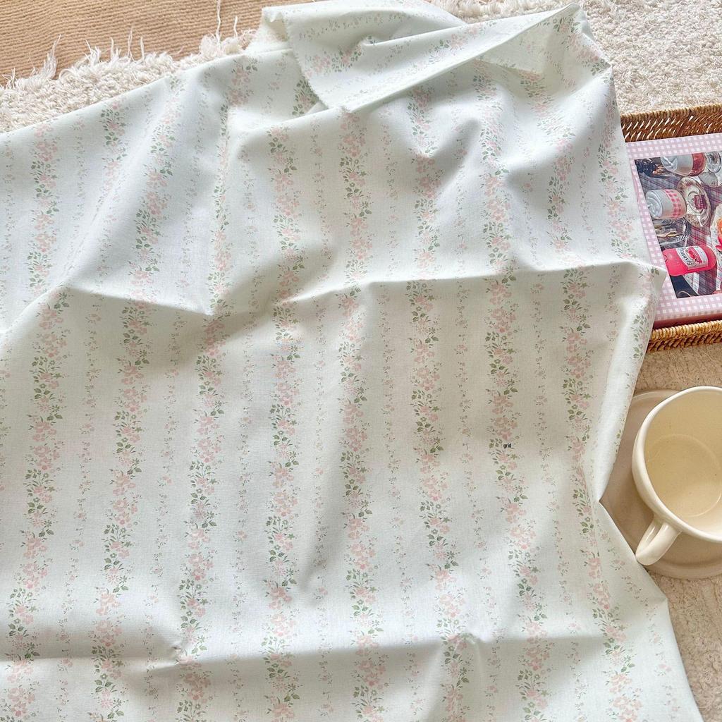 Baumwolle 40er Digitaldruck Koreanischer Stil Floral Streifenstoff für Damen-, Kinder-, Familien- und Heimkleidung