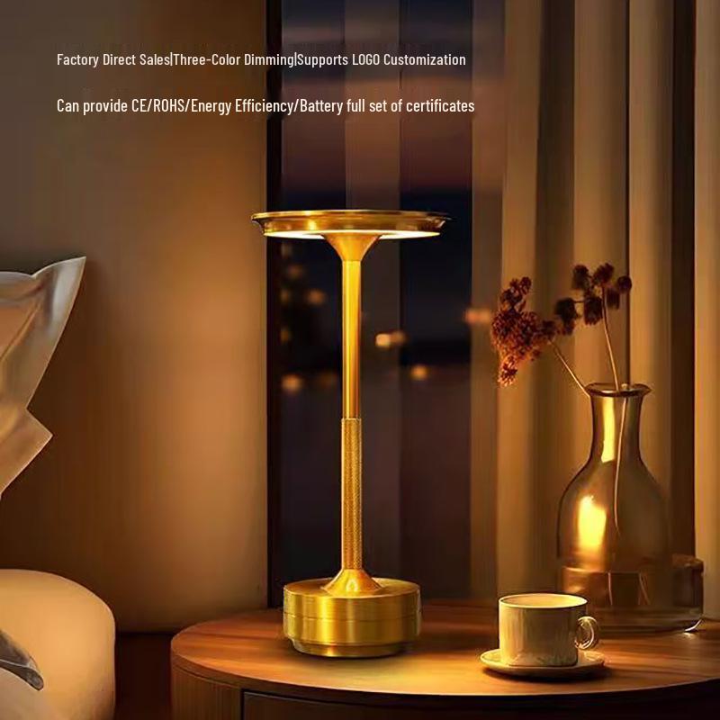 LED Desk Lamp with Adjustable Colors, Metal Design, Built-in Battery & USB Charging