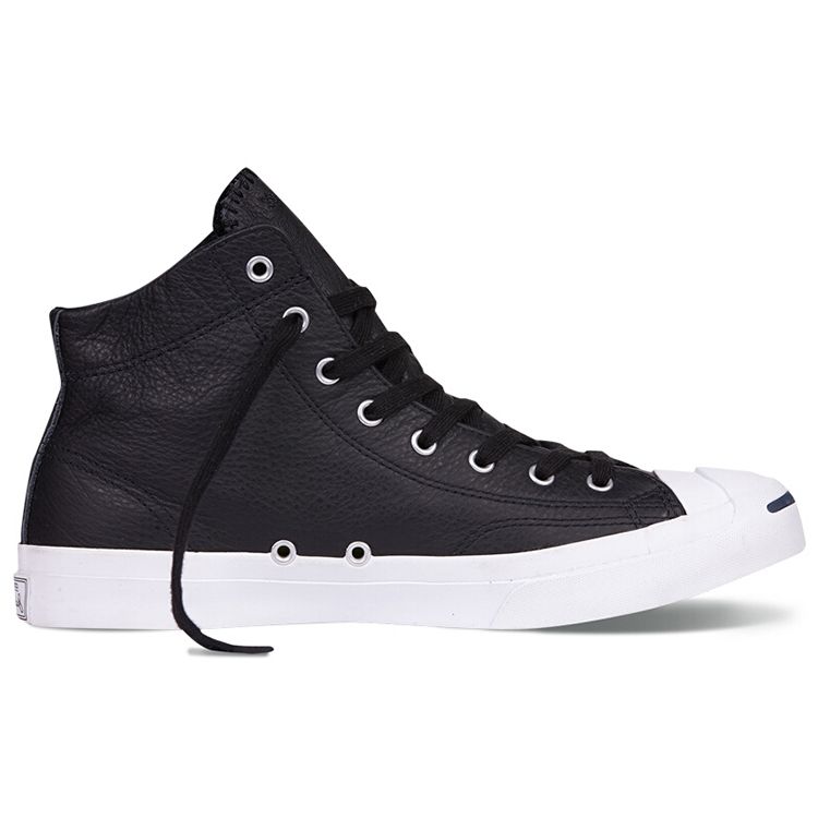 Converse Jack Purcell Leather Slip Resistant Durable High Top Skate Shoes Unisex Sneakers Black 155718C