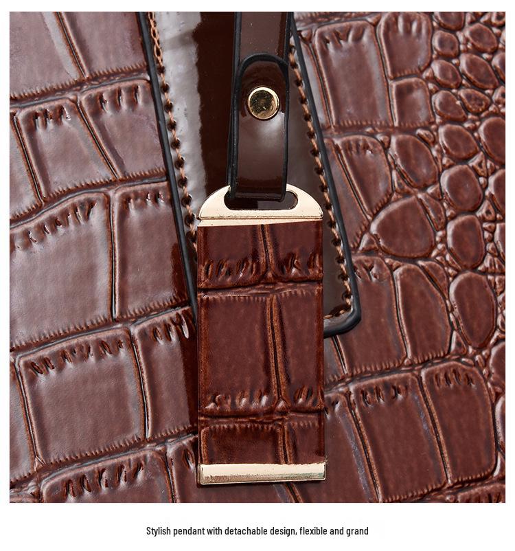 Women's European & American Style Crocodile Handbag: Large Capacity Shoulder & Crossbody Bag
