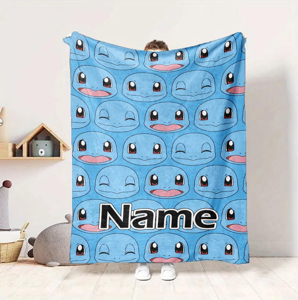 Custom Name Ghostly Friends Flannel Blanket Throw Blanket Soft Warm Sofa Bed home Decor Unique Gift