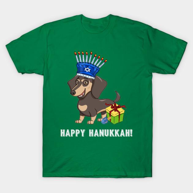 Unisex Moda TShirt dachshund menorah şapka hanukkah chanukah Baskı Plus