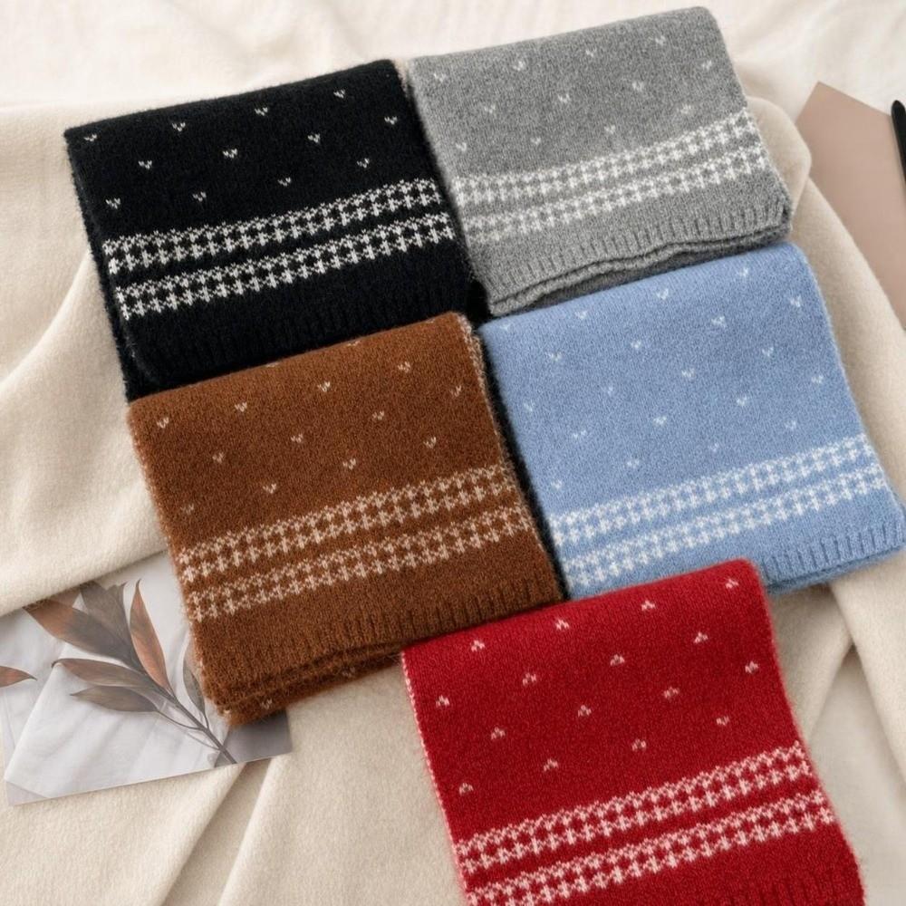 Retro Knitted Scarf Korean Style Winter Scarf Versatile Ladies Wool Scarf