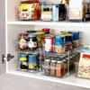 2 Set 2 Tier Clear Organizer with Dividers for Cabinet Shelf Counter - MultiUse Slide-Out Storage Container - Kitchen Pantry Me