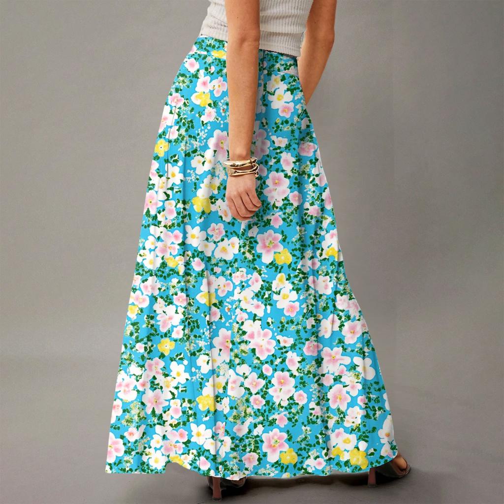 Abito Maxi Fluido da Donna Regolare Casual Estivo Stampa Floreale Bohemien Gonna