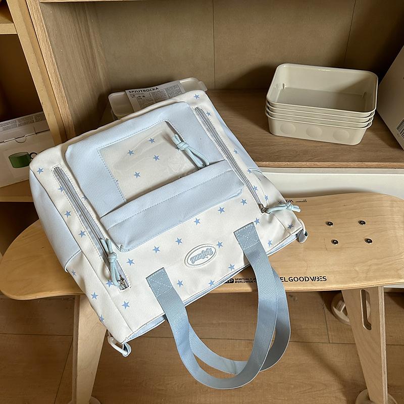 New schoolbag women s blue high-value shoulder bag multi-compartment primary and secondary school students grade two-piece pain bag