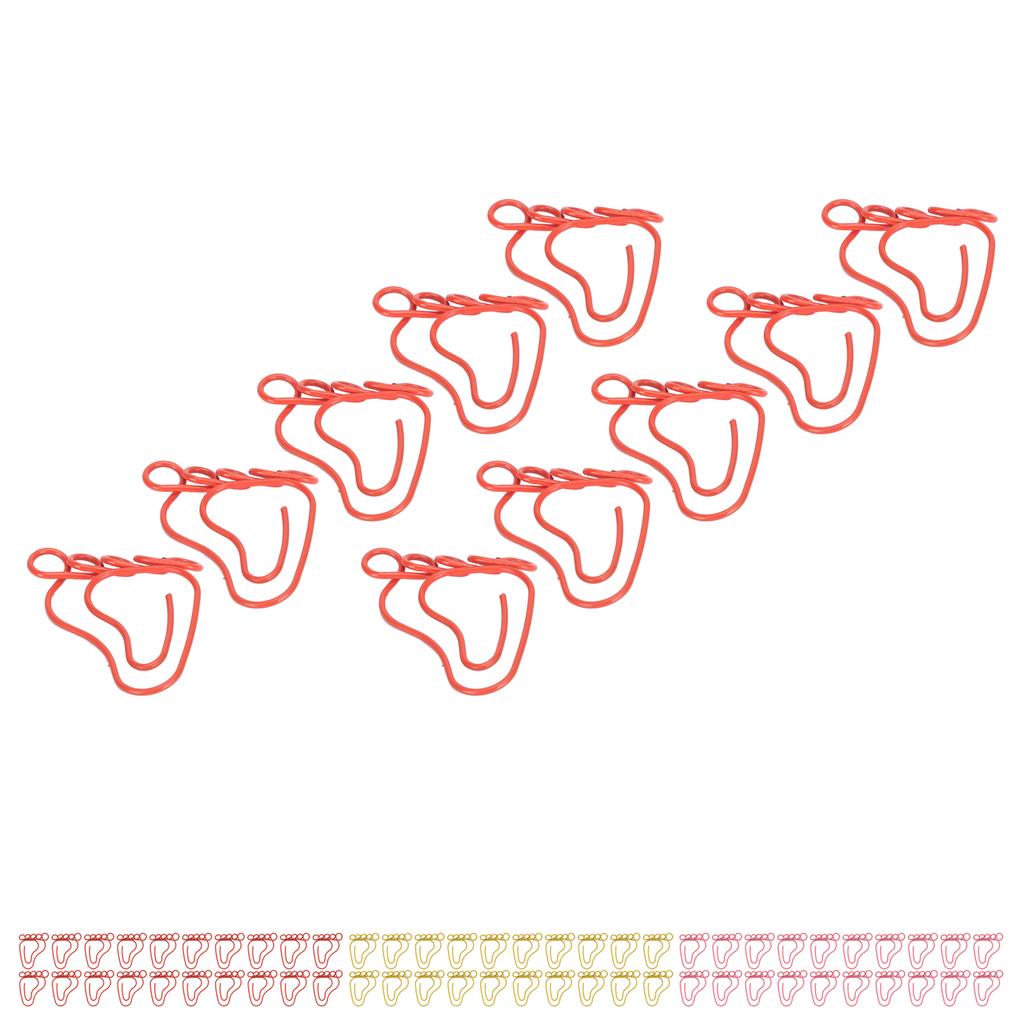 100pcs Paper Clip Foot Shape Cute Anti Slip Portable Paperclip for Bookmark Office Document File