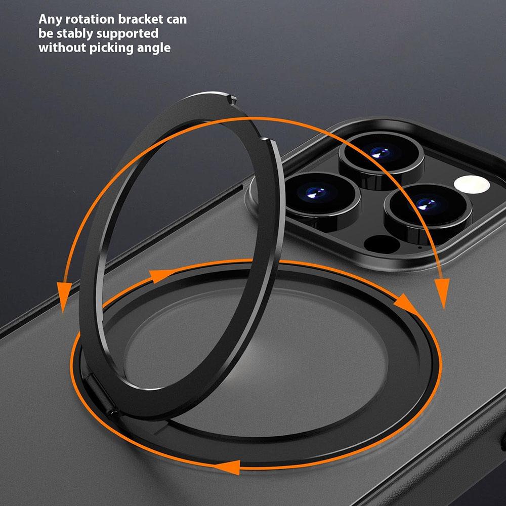 For iPhone 15 Pro Case Compatible with MagSafe PC+TPU Phone Cover Kickstand