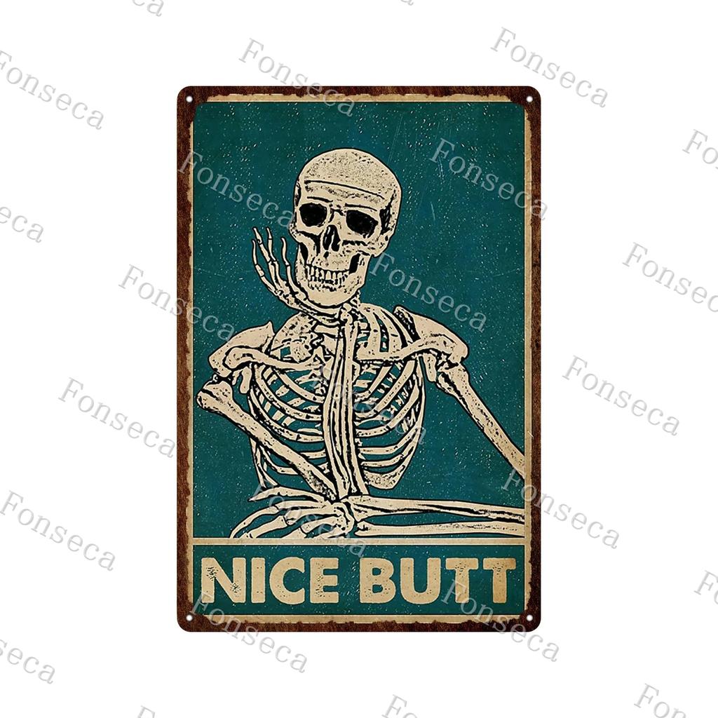 Retro Human Skeleton Tin Sign Gardening That's What I Do I Grow Stuff and I Know Things Cactus Vintage Chic Metal Poster