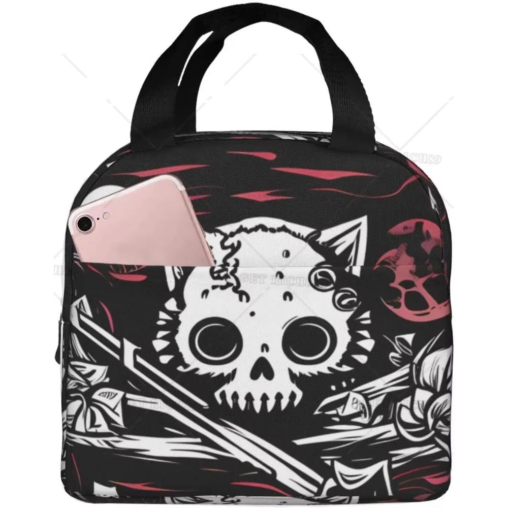 Butterfly Skeleton Cat Insulated Lunch Bag for Women Men, Waterproof Reusable Lunch Cooler Tote,  Lunch Tote for College or Work