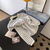 Early Autumn Hooded Striped Knitted Cardigan Women's Loose and Thin Soft Waxy Top