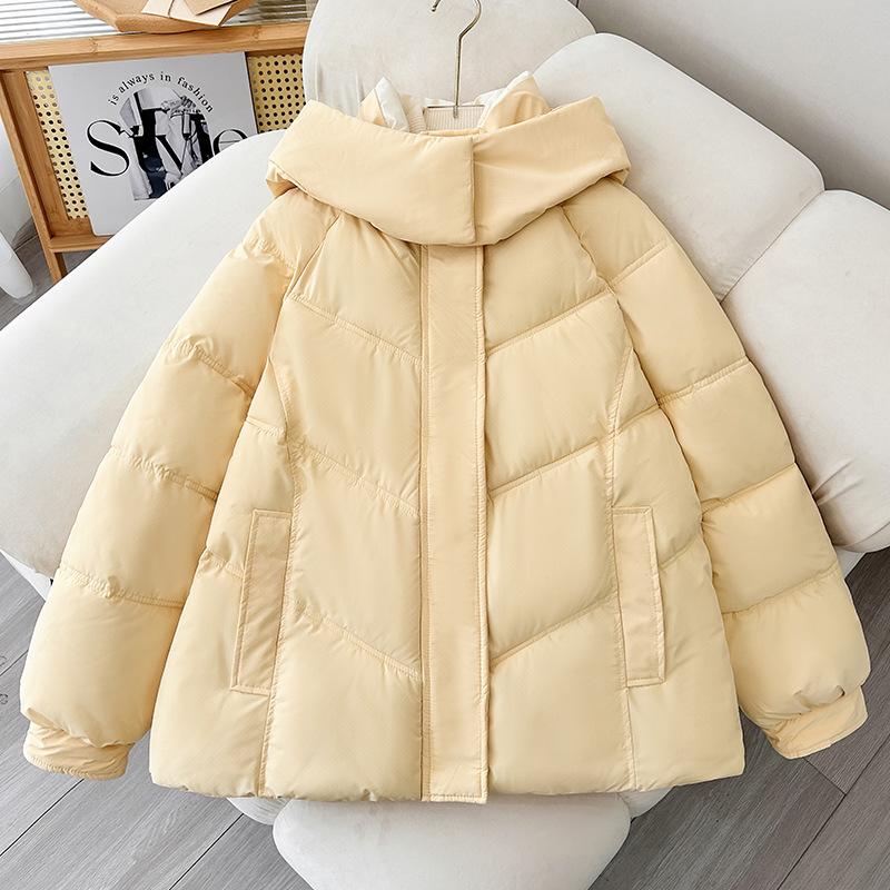 Down cotton jacket women's short 2025 autumn/winter new loose padded jacket hooded cotton jacket thickened jacket
