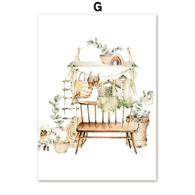 Rainbow Deer Fox Bear Posters Prints Pictures Canvas Boho Art Nursery Wall Decoration Home Paintings Baby Kids For Living Room No Frame
