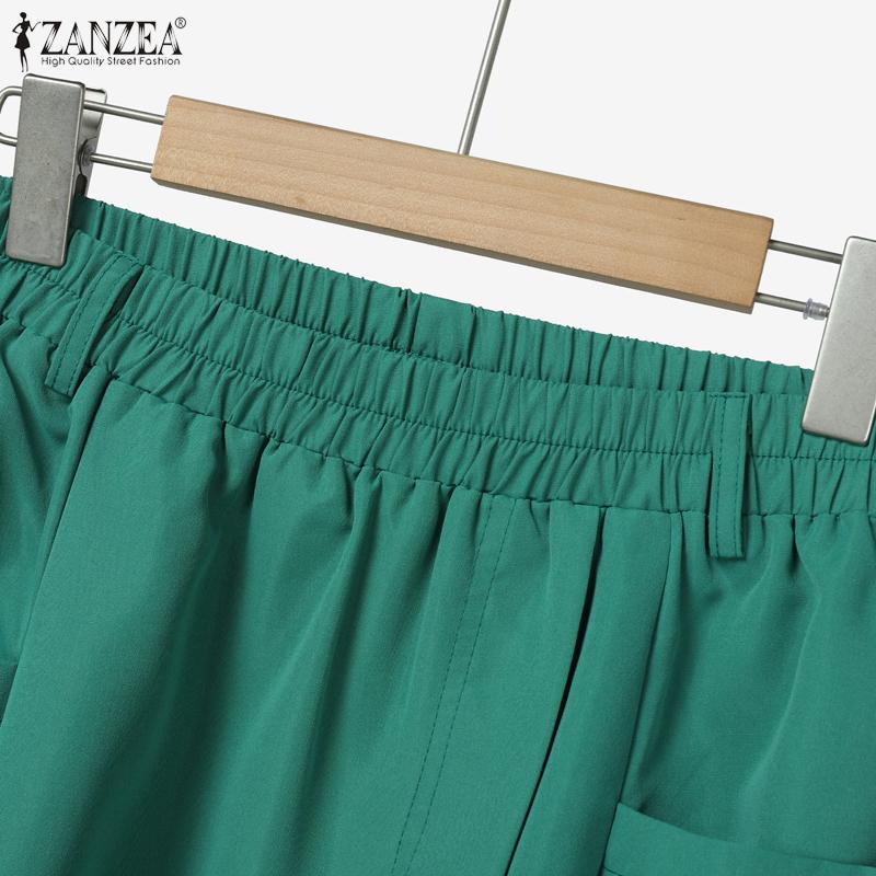 ZANZEA Women Casual Elastic Waist Solid Color Loose Skirts
