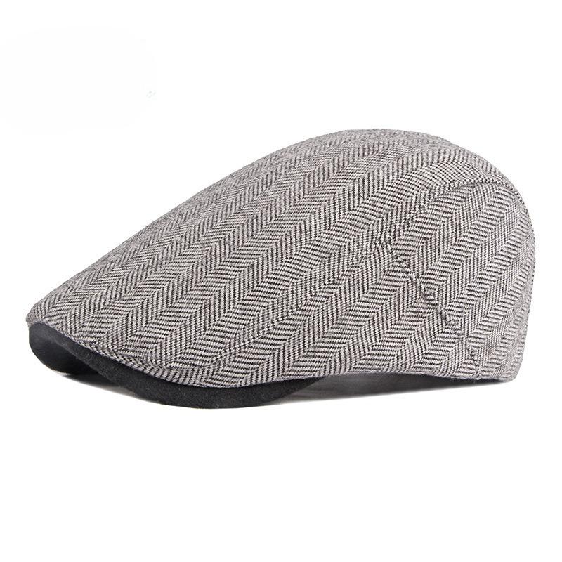Vintage Herringbone Flat Cap for Men Women British Ivy Cabbie Hat Retro Tweed Newsboy Cap Autumn Winter Warm Peaked Hat adjustable(54-59cm)
