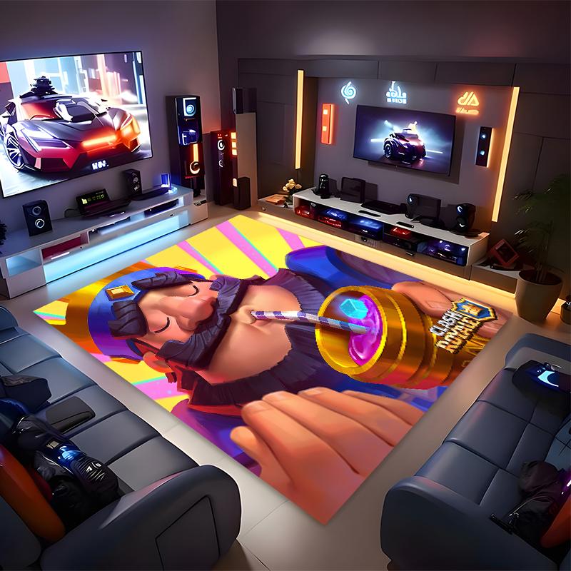 1pc Clash Royale Print Area Rug - Soft, Washable Non-Slip Indoor Mat for Office Chairs, Living Room, Home Office Decorative Rug