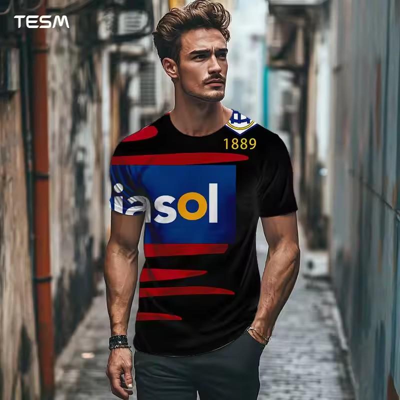 Summer Men's T Shirt Casual Round Neck Loose Tops Fashion Color Contrast Print T Shirt for Men Funny 3D Tee Street Trend Clothes